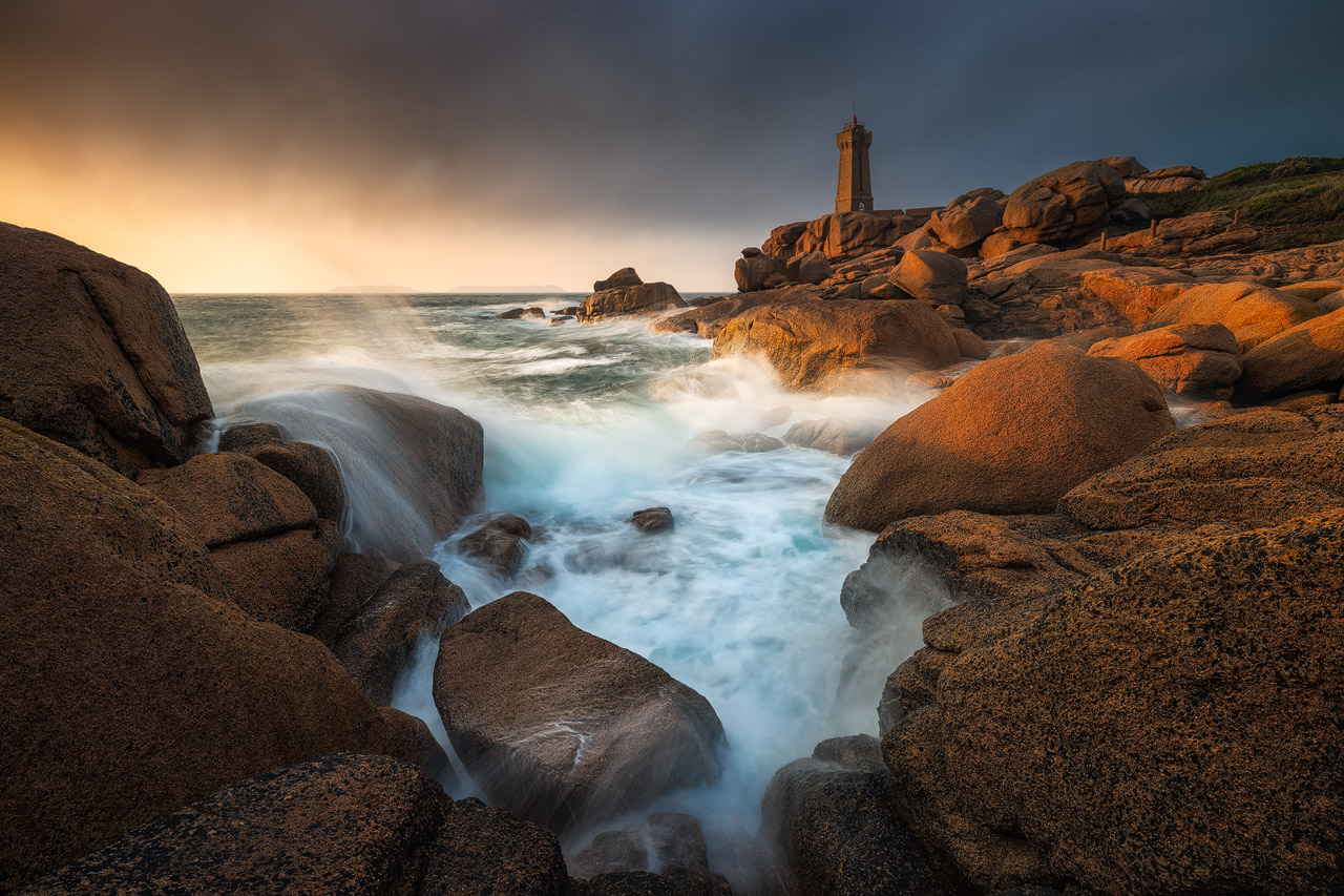 Intense Sunset at the Pahre de Men Ruz in Brittany, France.