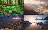Zusammenstellung von Landschaftsfotos aus Nordamerika