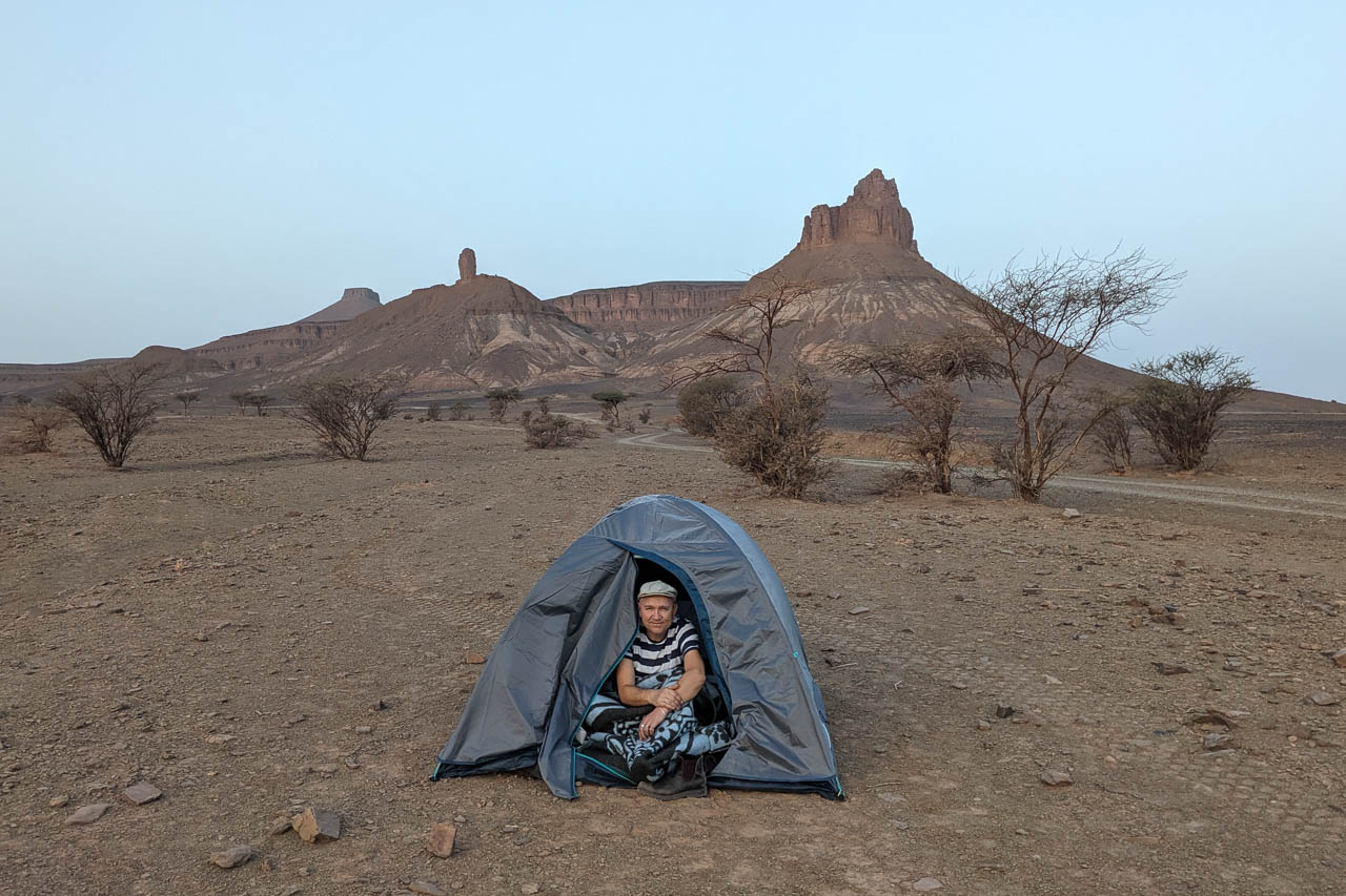 Wild camp in Morocco's desert.