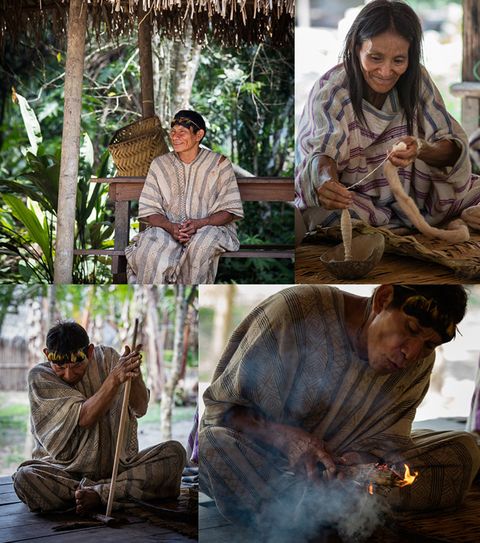 A family living along the Madres de Dios river
