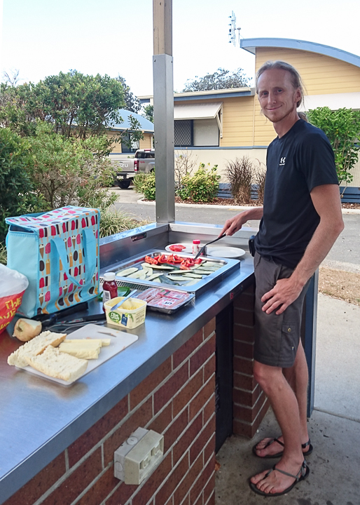 dinner at Fingal Head Caravan Park