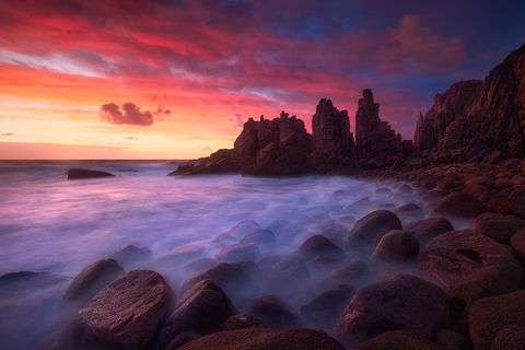 The Pinnacles rock formation on Phillip Island during sunset