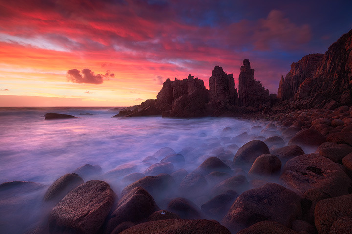 The Pinnacles rock formation on Phillip Island during sunset