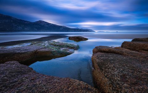 Blue hour photo of Tidal River Beach in Wilsons Promontory