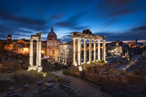 The Forum Romanum during blue hour