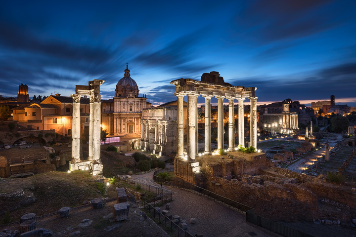 The Forum Romanum during blue hour