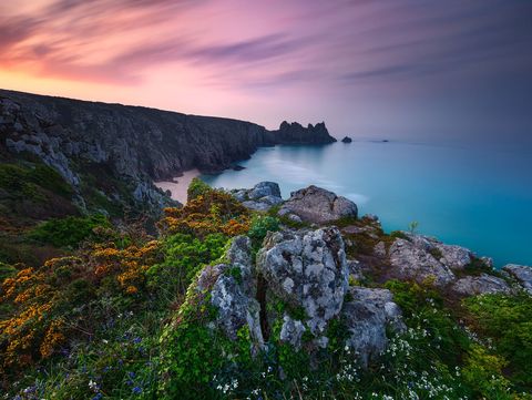 Sunrise at Pednvounder Beach in Cornwall
