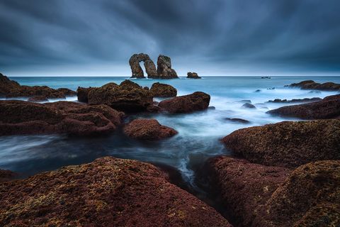 The rocky coastline of the Costa Quebrada