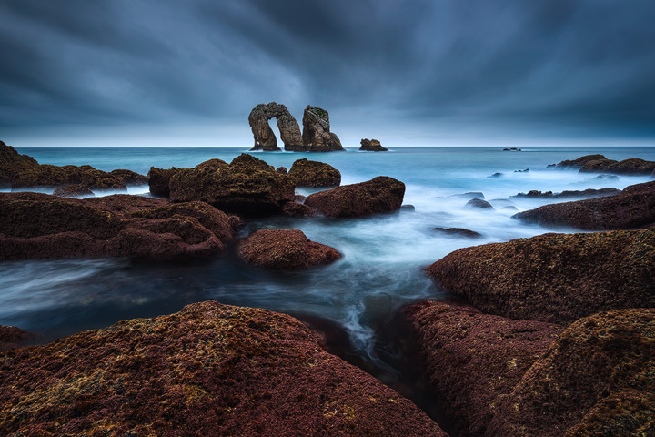 The rocky coastline of the Costa Quebrada