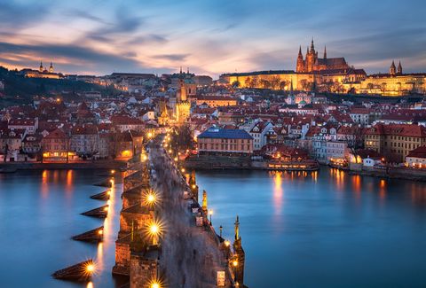 Bird View over Charles Bridge towards Mala Strana