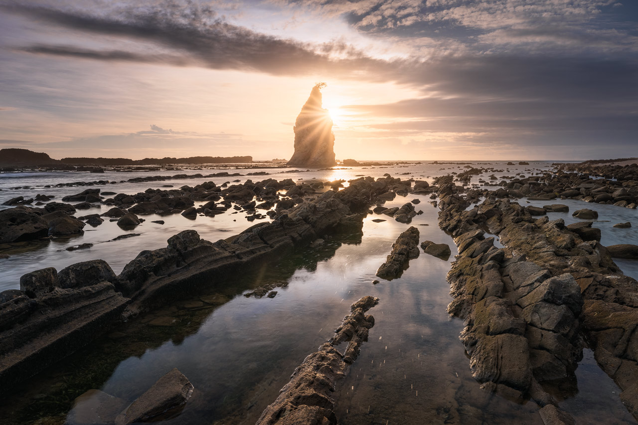 Tanjung Layar Sunset Rocks and reflections at Tanjung Layer in Sawarna