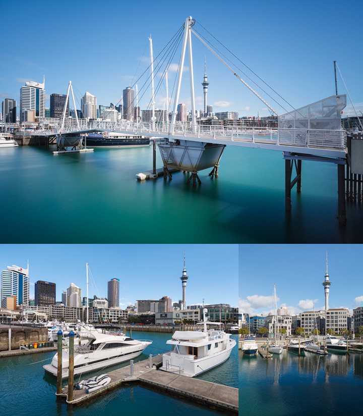 Photos of Aucklands Skyline and harbour on a sunny day