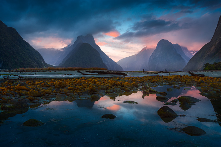 Dramatic light and reflections at Milford Sound