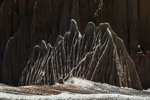 Rock formations formed by wind and water in Bolivian highlands