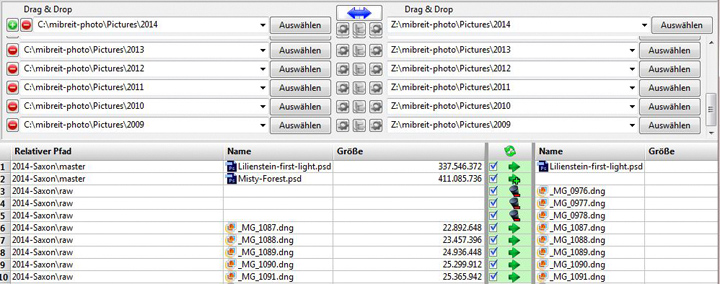 Screenshot of Free File Sync Backup Preview