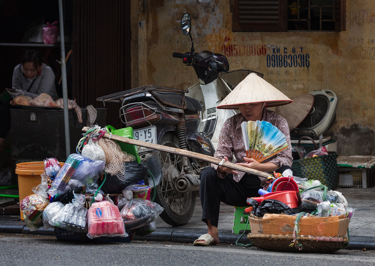 Typische Straßenscene aus Hanoi