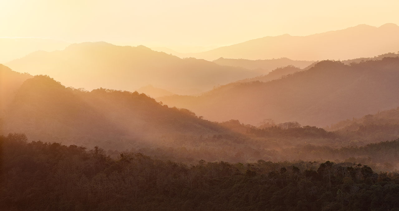 View from Phou Si mountain in Luang Prabang at sunset