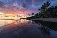 Sunset at Uvita Beach in Costa Rica with a beautiful reflection