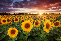A field of sunflowers in franconia in full bloom