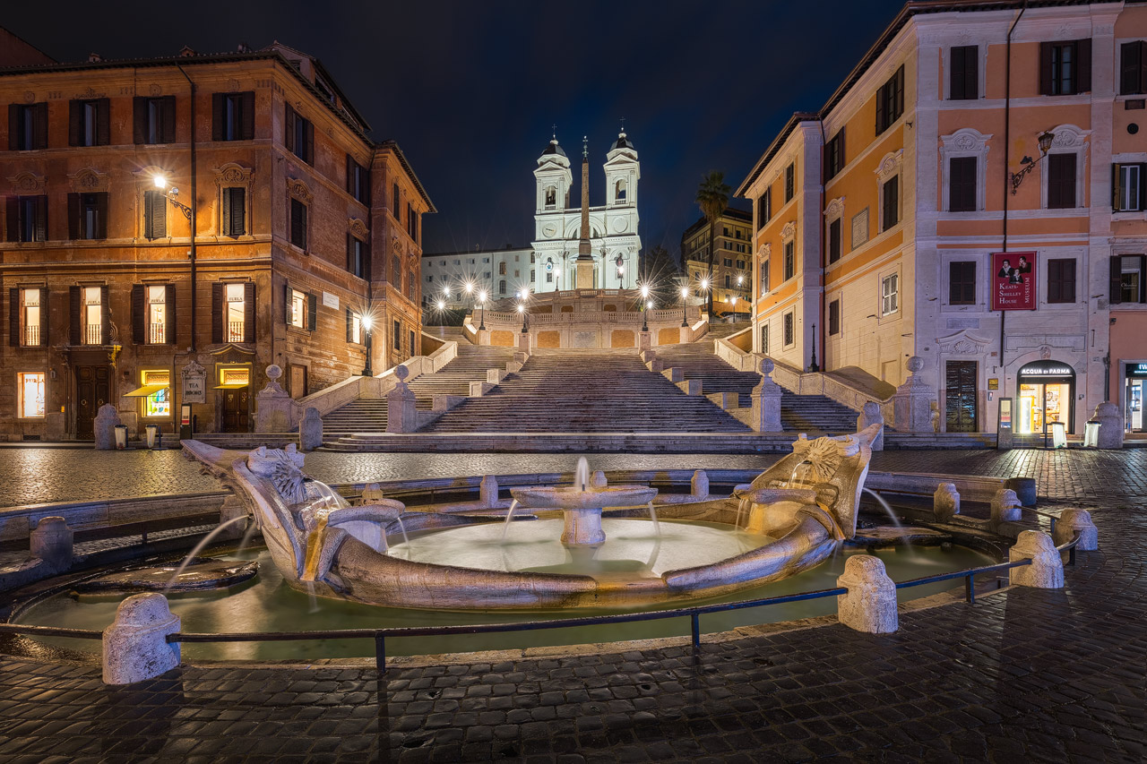 Nighttime at the Spanish Steps