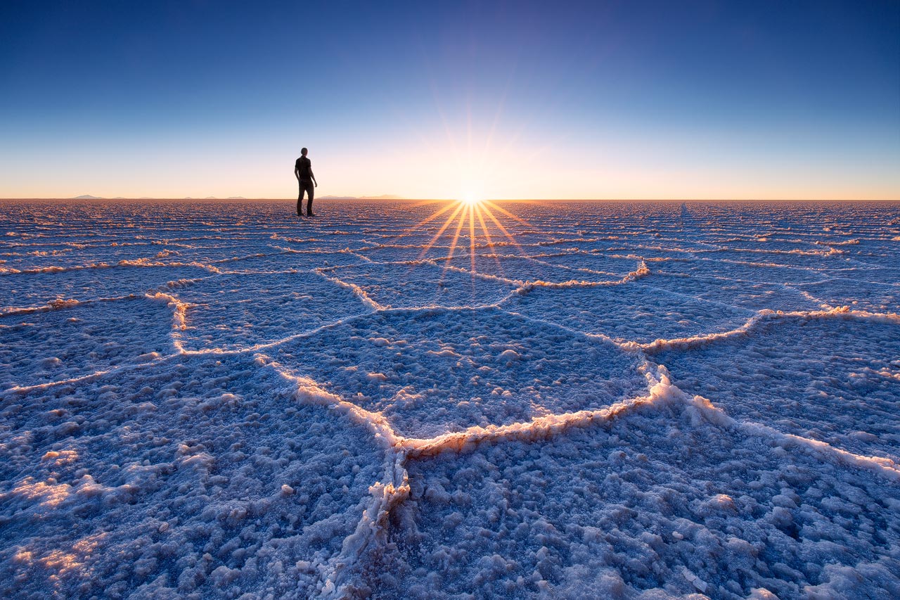 The salt plains of the Salar de Uyuni in Bolivia.