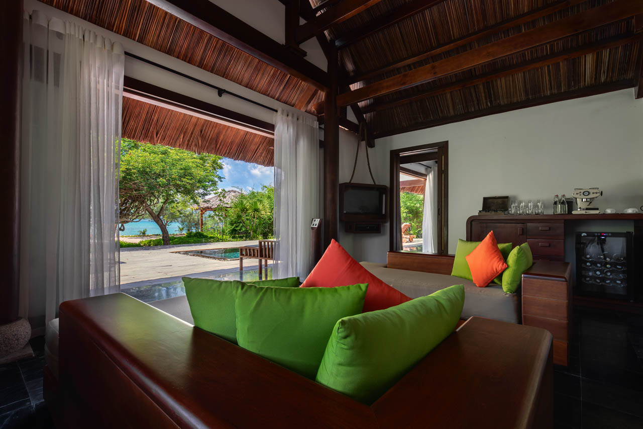 Photo of the living room of a beach villa
