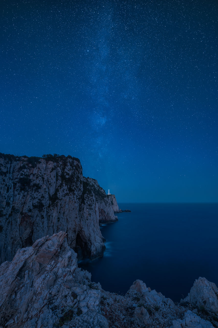 Print of Lefkada Lighthouse with the Milkyway above it