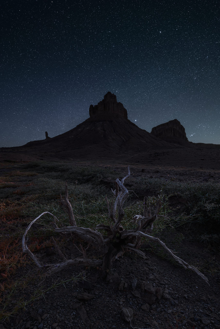 Desert Night Sky with Mountains